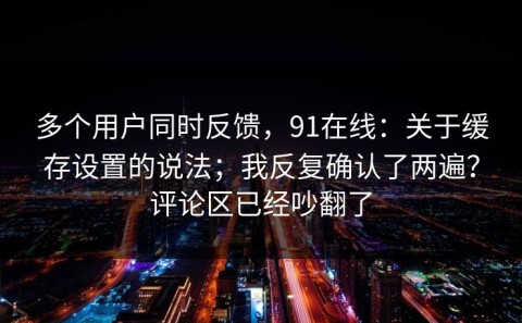 多个用户同时反馈，91在线：关于缓存设置的说法；我反复确认了两遍？评论区已经吵翻了