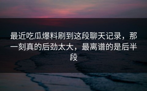 最近吃瓜爆料刷到这段聊天记录，那一刻真的后劲太大，最离谱的是后半段