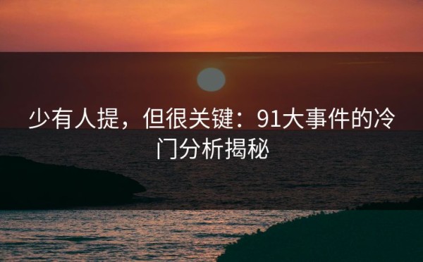少有人提，但很关键：91大事件的冷门分析揭秘