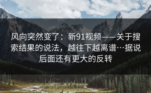 风向突然变了：新91视频——关于搜索结果的说法，越往下越离谱…据说后面还有更大的反转