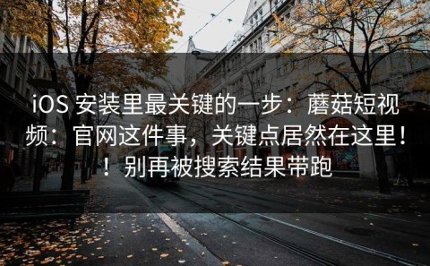 iOS 安装里最关键的一步：蘑菇短视频：官网这件事，关键点居然在这里！！别再被搜索结果带跑