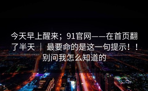 今天早上醒来；91官网——在首页翻了半天 ｜ 最要命的是这一句提示！！别问我怎么知道的